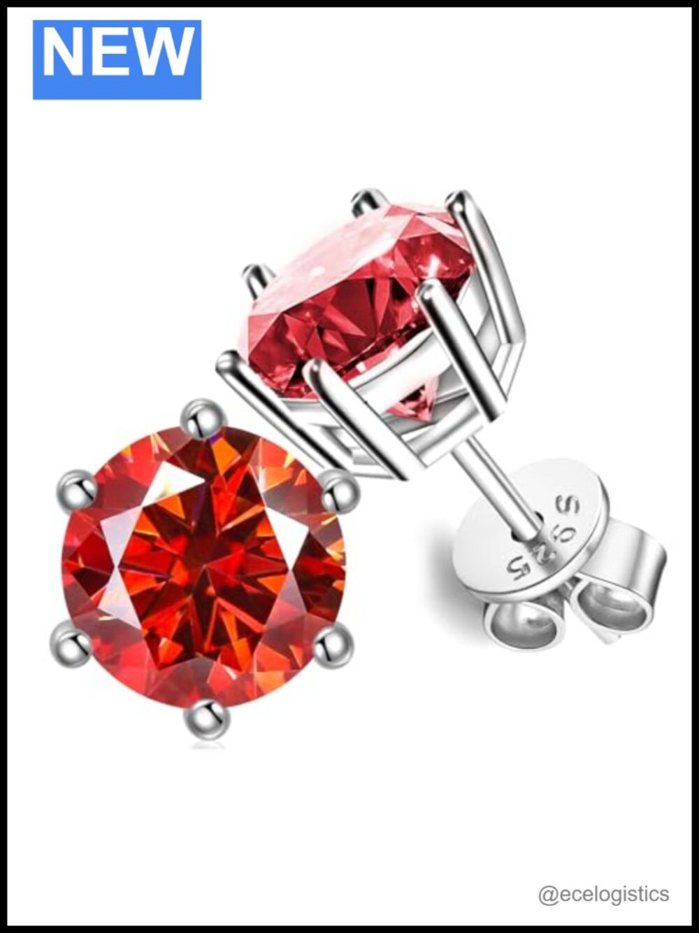 Sterling Silver Moissanite Stud Earrings Push Back Hypoallergenic